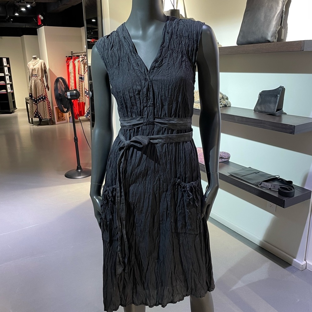 Triple Five Soul Black V-Neck Pleated Sundress